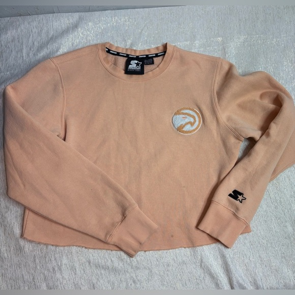 Hawks NBA peach starter black label crewneck sweatshirt size small - Picture 1 of 9